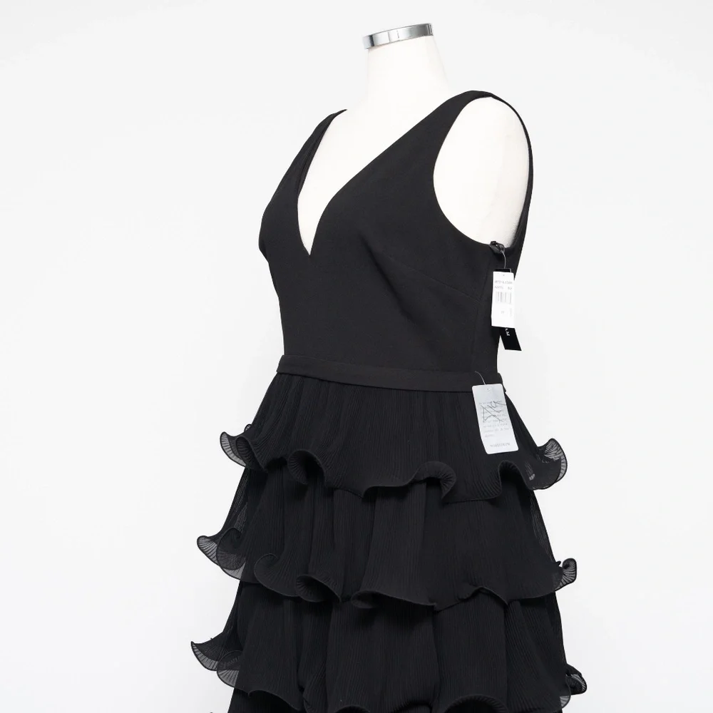 Betsy and Adam Women's V Neck Tiered Long Gown‎ - Picture 12 of 13